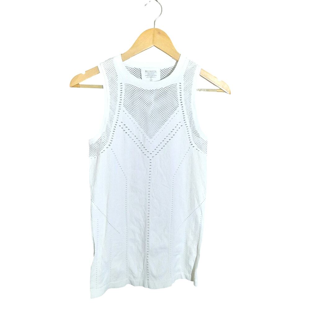 Athleta Oxygen Tank Womens White Seamless Construction Crewneck Tank Size S
